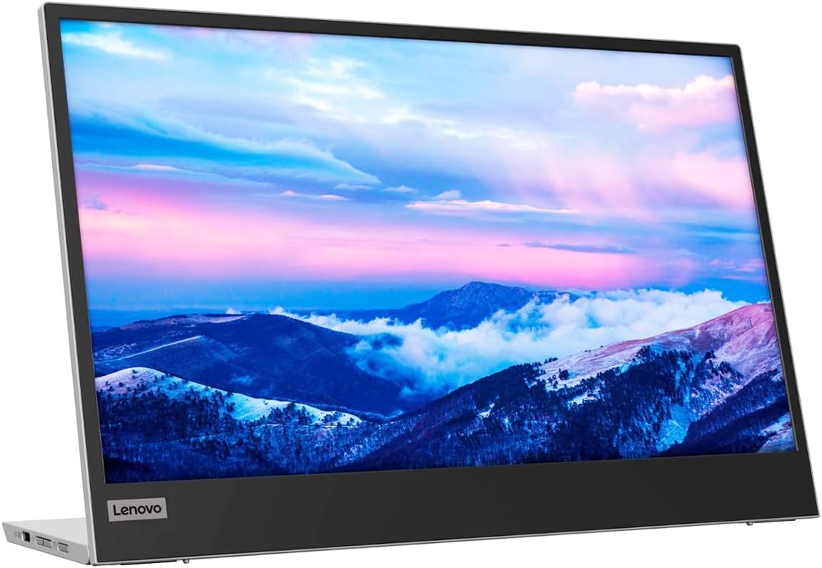 Lenovo L15 Portable Monitor, 15.6” Display, Full HD Resolution, IPS Panel, 250 nits Brightness, 60Hz Refresh Rate, USB-C Ports, Height-Adjustable Stand, Flicker-Free Technology, Grey