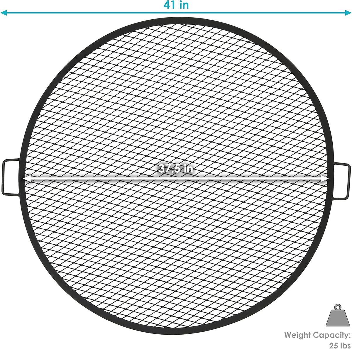Sunnydaze X-Marks Outdoor Fire Pit Grill Grate for Cooking - Round Fire Pit Grate - Steel Campfire BBQ Grill with Handles - 37.5-Inch