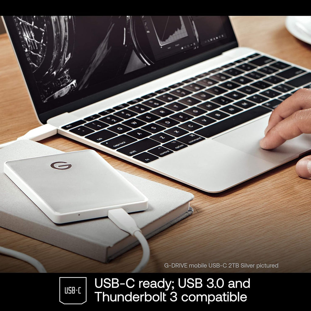 G-Technology 1TB G-DRIVE mobile USB-C Portable External Hard Drive, Silver - 0G04876-1