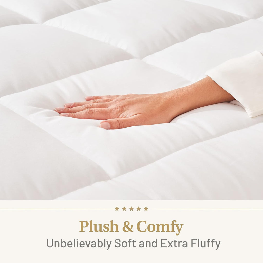 Down Alternative Comforter King Size - Fluffy Duvet Insert - Premium Plush All Season - Luxury Breathable Hotel Cooling Comforter - King, White, 104x86 inches - Comes Compressed Packaging