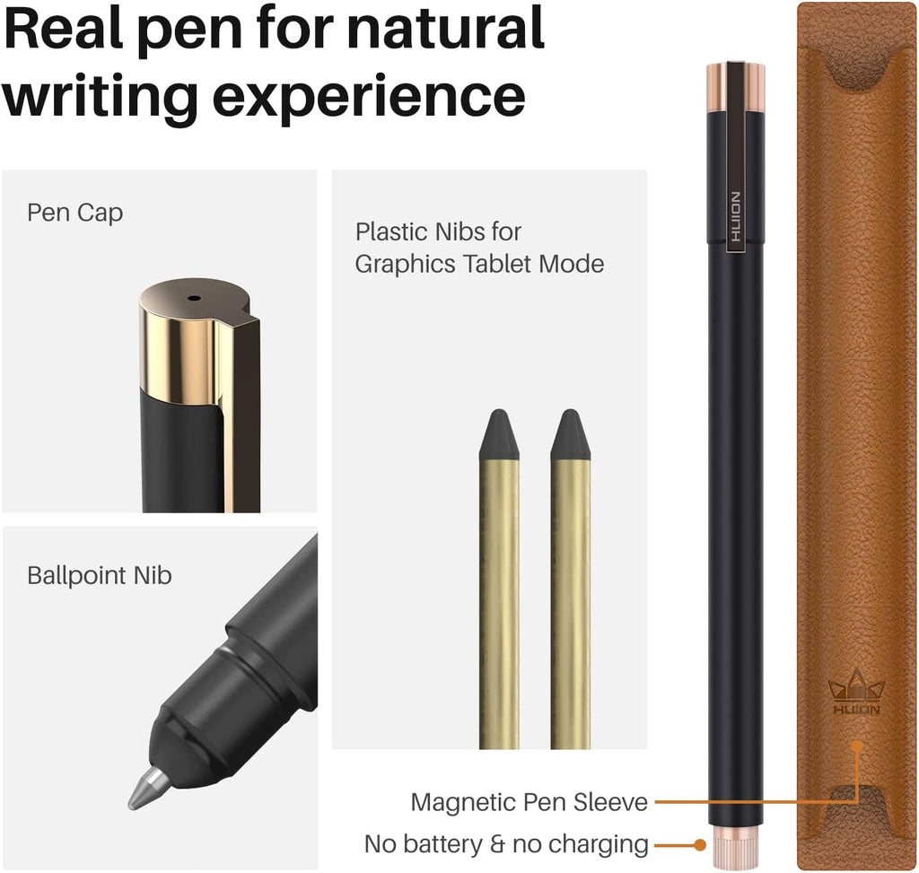 HUION Note 2-in-1 Digital Notebook Drawing Tablet With Battery-free Pen, Bluetooth Wireless Paper Tablet Electronic Writing Pad for Note-taking, Digital Art & Meeting, Refillable A5 Notepad, 9.5x7inch