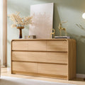 Aitjunz Modern 8 Drawers Dresser for Bedroom, 55" Wide Dressers & Chest of Drawers w/Curved Profile Design, Wood Mid Century Storage Dressers Organizer for Bedroom, Living Room, Natural Oak