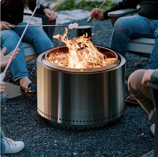 Solo Stove Basecamp 24" Fire Pit with Stand | Smokeless Wood Burning Fire Pit, 360° Airflow Design, Stainless Steel Outdoor Fire Pit for Backyard & Patio | 24 Dia x 17.8” H, Ideal for 5–7 People