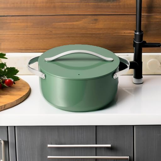 Caraway Nonstick Ceramic Dutch Oven Pot with Lid (6.5 qt, 10.5") - Non Toxic, PTFE & PFOA Free - Oven Safe & Compatible with All Stovetops (Gas, Electric & Induction) - Sage