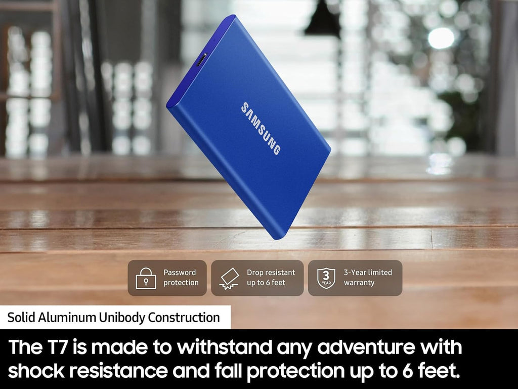 Samsung T7 Portable SSD, 1TB External Solid State Drive, Speeds Up to 1,050MB/s, USB 3.2 Gen 2, Reliable Storage for Gaming, Students, Professionals, MU-PC1T0T/AM, Gray