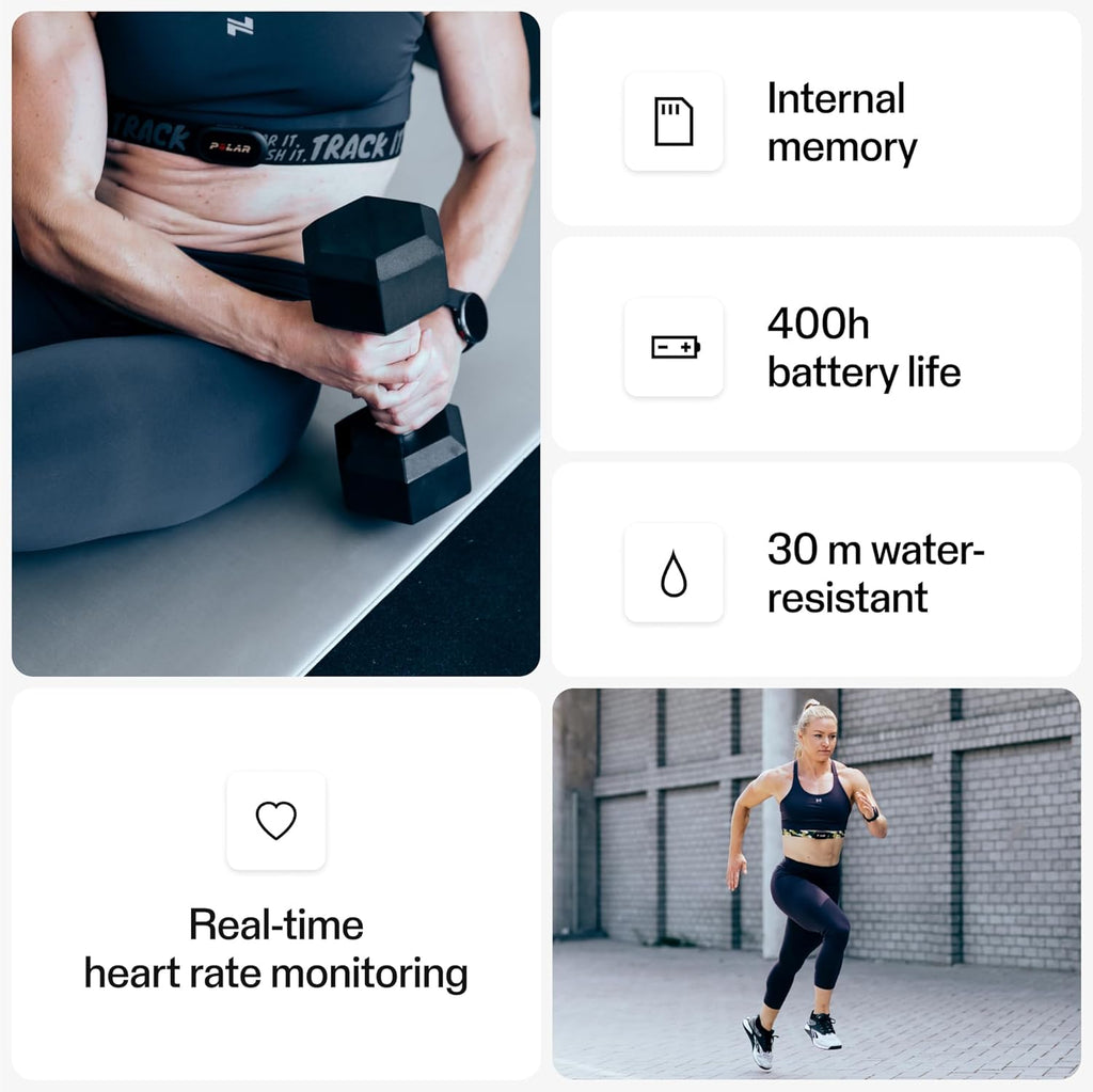 Polar H10 Heart Rate Monitor Chest Strap - ANT + Bluetooth, Waterproof HR Sensor for Men and Women