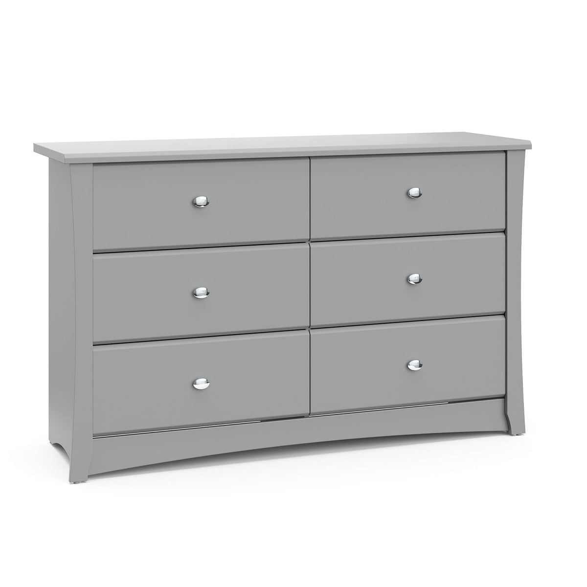 Storkcraft Crescent 6-Drawer Dresser (Pebble Gray) – GREENGUARD Gold Certified, Gray Dresser for Bedroom, Kids & Nursery Storage Chest, Safety Interlocking Drawers, Pre-Installed Tracks, Kids Chest