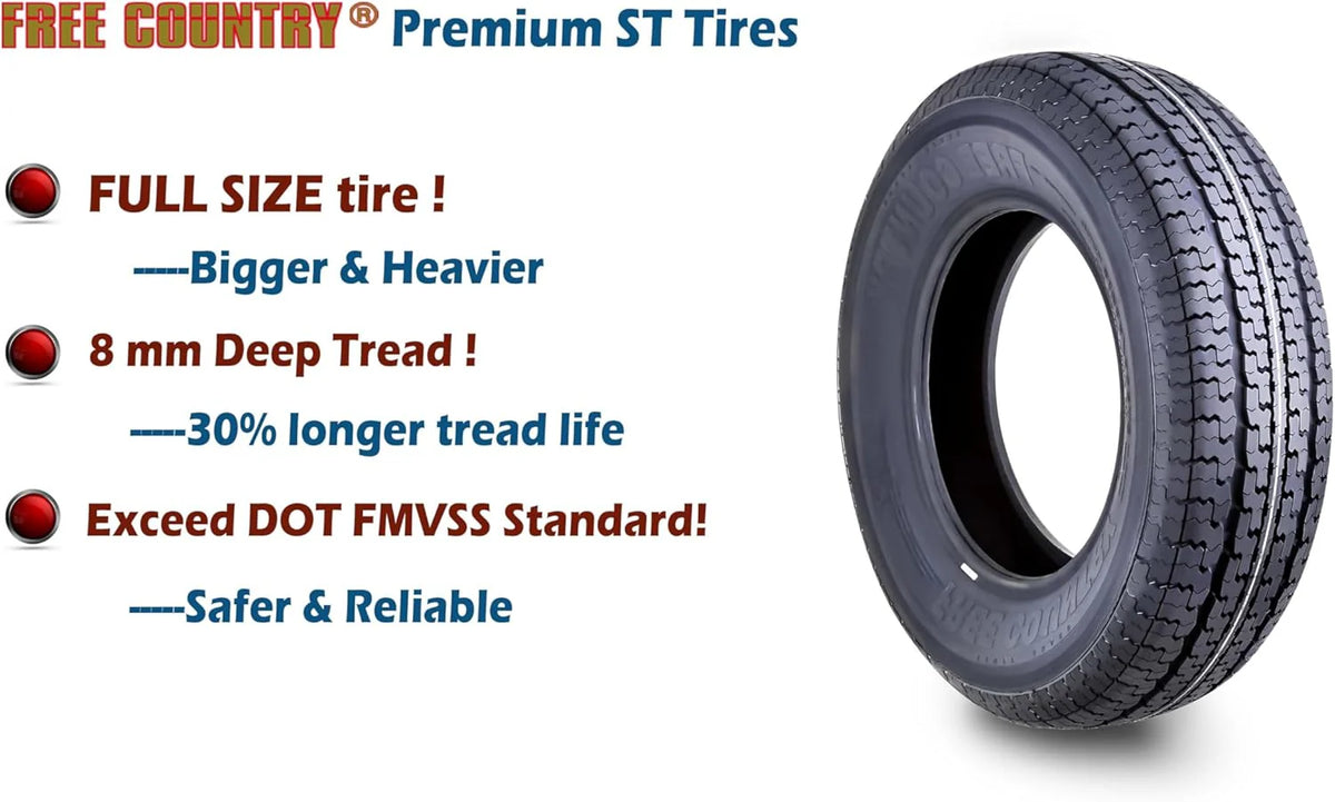 set of 4 Heavy Duty Trailer Tires ST205/75R15 205 75 15 10-Ply Load Range E Steel Belted Radial w/Scuff Guard