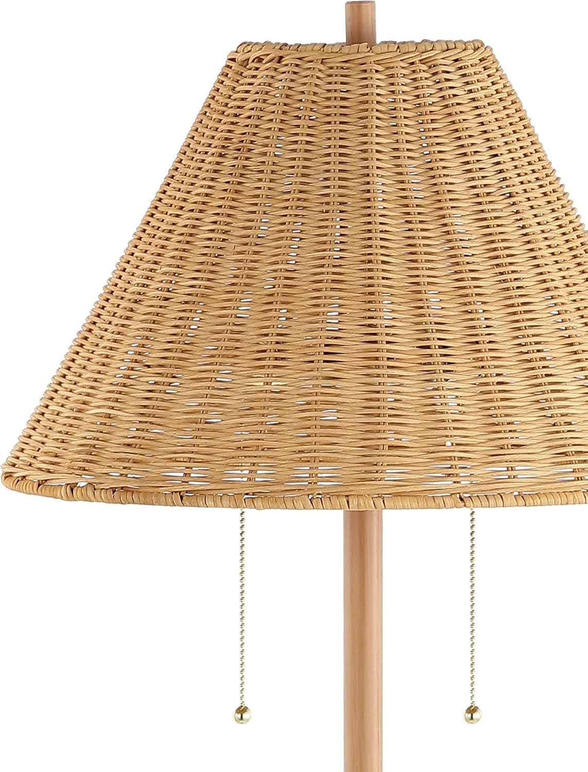 JONATHAN Y 61" Brown Wood Finish 2-Light Coastal Bohemian LED Floor Lamp for Living Room, Brown Rattan Shade, Mid-Century Modern Tall Standing Lamp, Pull-Chain, LED Bulbs Included JYL3092A