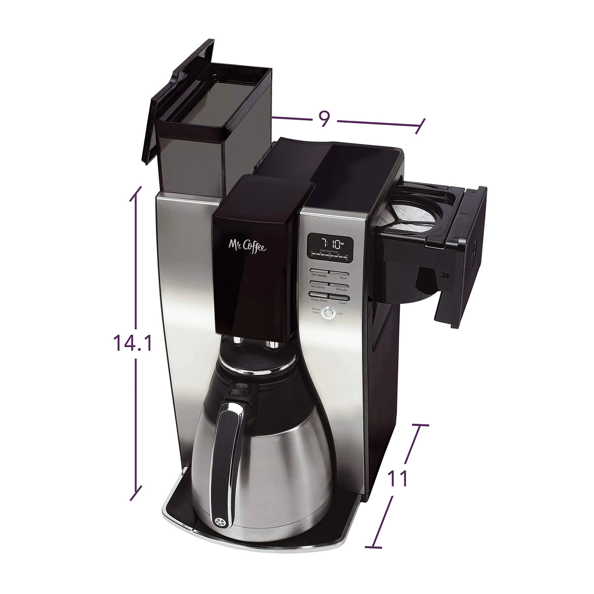 Mr. Coffee 10-Cup Programmable Coffee Maker, Insulated Thermal Carafe