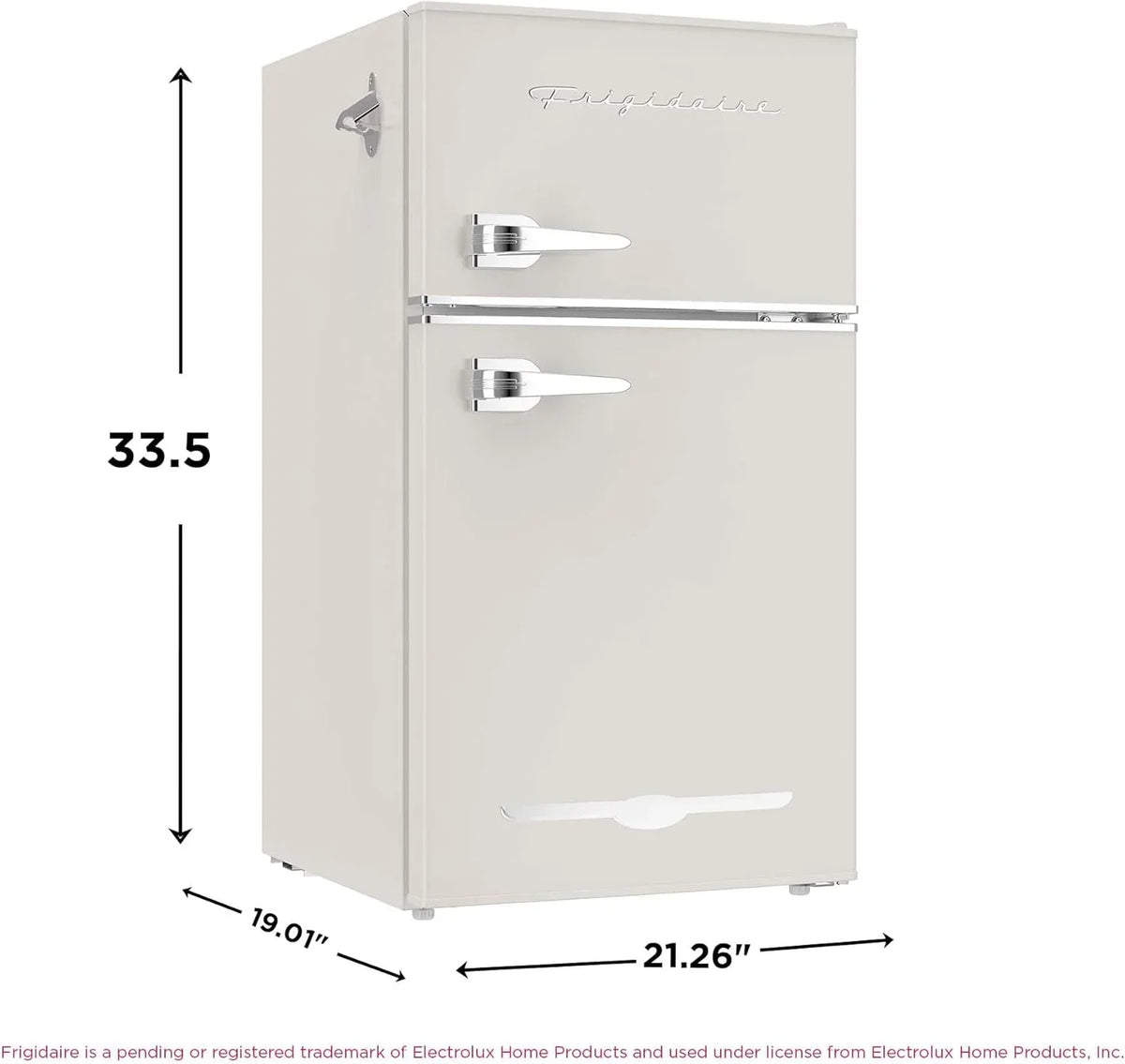 Frigidaire Retro Mini Fridge with Freezer & Side Bottle Opener-Small 2 Door Refrigerator for Office Bar or College Dorm Room-3.1 Cu Ft – 19”"D x 20.5" W x 33.5" H
