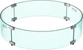 Skyflame 29" Round Glass Wind Guard, Upgraded Prevent Falling Apart Thick/Clear Tempered Glass Panel with Hard Aluminum Corner Bracket & Feet for 24" Round Fire Pit Burner Pans