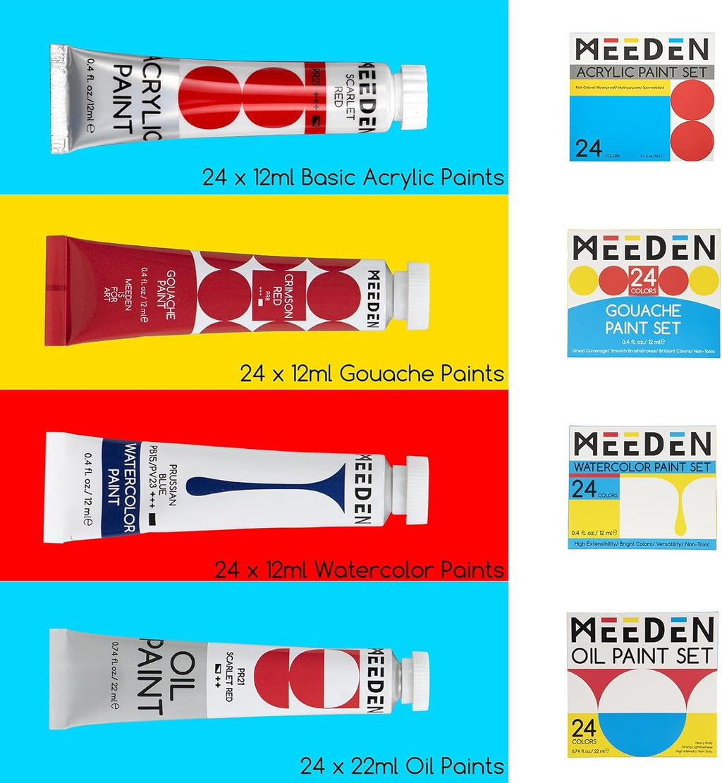 MEEDEN 141PCS Art Supplies with French Easel, All-in-one Painting Set for Artists Beginners