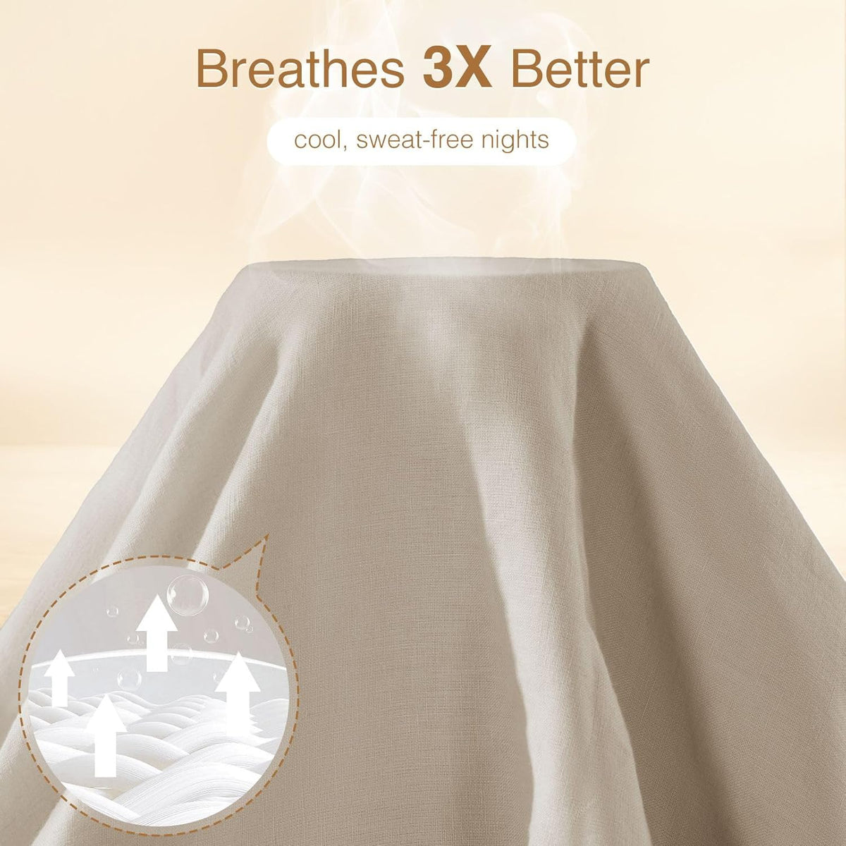 SONORO KATE 100% French Linen Duvet Cover Queen Size, Soft Breathable for Hot Sleepers, Moisture Wicking & Durable Cover Set - Zipper Closure & 4 Corner Ties Duvet Covers 3 Piece (Linen,Queen)