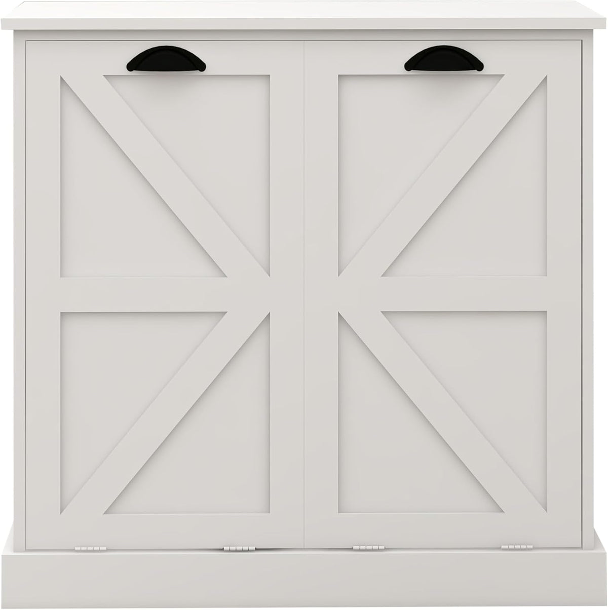 KEIKI White Tilt-Out Bathroom Laundry Sorter Cabinet with Dual Compartments & Removable Bags, Freestanding Hidden Hamper Storage with Anti-Tip Kit