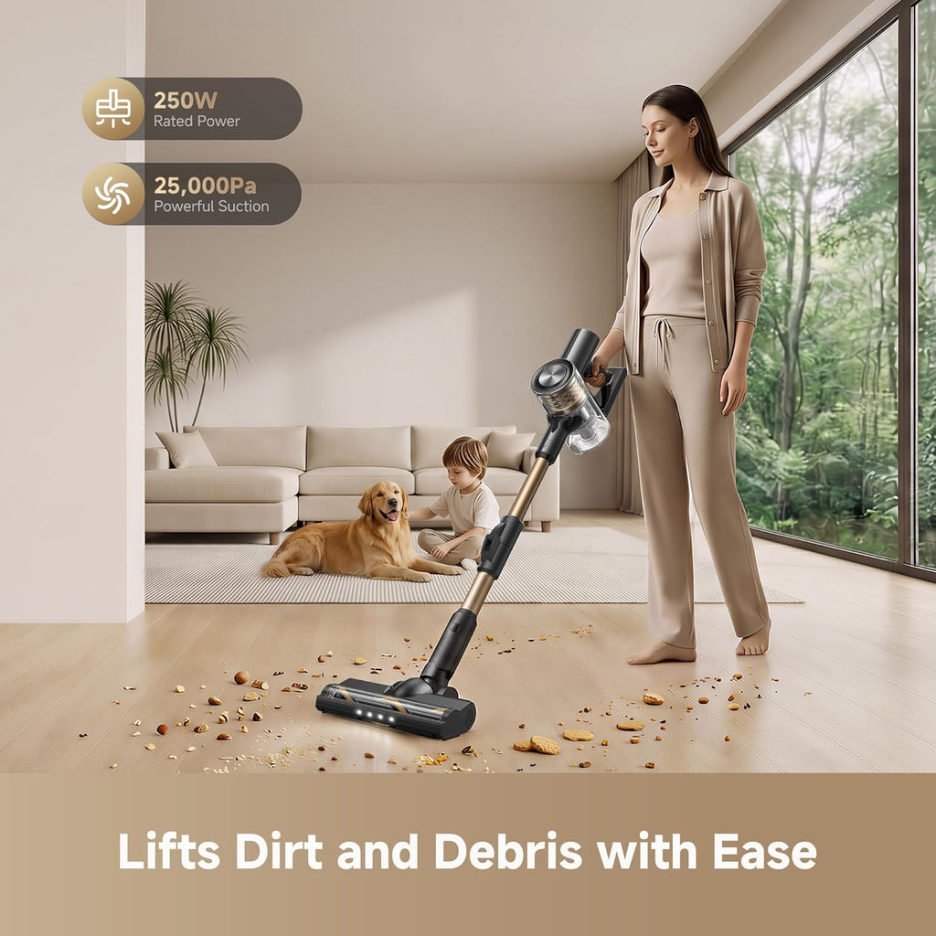 DREAME R10S Cordless Stick Vacuum with 180° Bendable Rod, Reaches Deep Under Beds & Furniture, 250W Suction, Up to 45-Minute Runtime, LED Headlight, for Hard Floors & Carpet