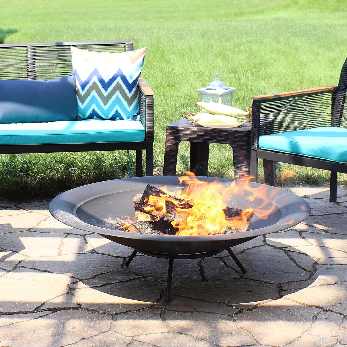 Sunnydaze Outdoor Fire Pit Bowl Replacement Insert for DIY Ring or Existing Stand - Wood-Burning Fire Bowl for Outside - 39-Inch
