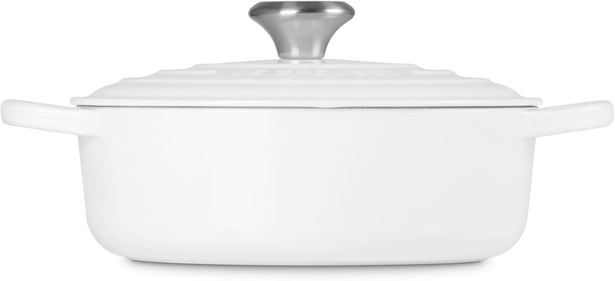 Le Creuset Enameled Cast Iron Signature Round Wide Dutch Oven, 3.5 qt., White