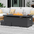 Sundale Outdoor 51 Inch Outdoor Fire Pit Table, 50,000BTU Rectangle Propane Fire Pit with Sliding Tank Holder, Glass Wind Guard, Removable Lid, CSA Certified, Gray