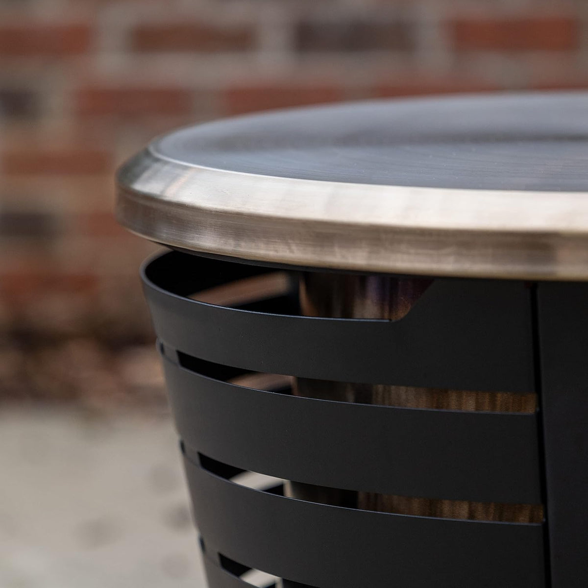 TIKI Patio & Celebration Tabletop Fire Pit Cover – 25.6" Durable Stainless Steel Lid – Weather-Resistant Outdoor Fire Pit Protection – Converts Fire Pit into Table – Patio & Backyard Accessory, Gold