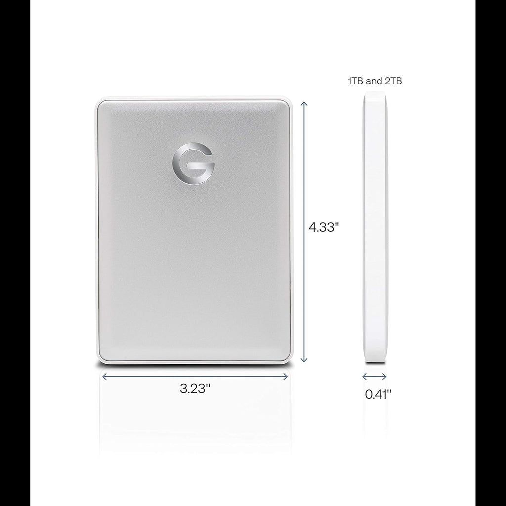 G-Technology 1TB G-DRIVE mobile USB-C Portable External Hard Drive, Silver - 0G04876-1