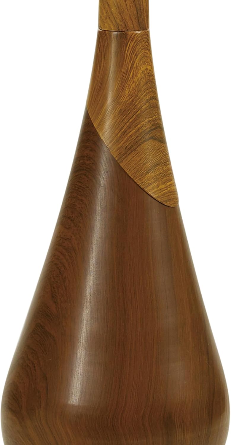 Globe Electric Novogratz x Globe Harrington 65" Floor Lamp, 2-Tone Faux Wood Base, White Fabric Shade, Socket Rotary Switch 67225