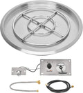 Stanbroil 31 Inch Drop-in Round Gas Fire Pit Kit with Spark Ignition Kit, 304 Stainless Steel Gas Firepit Burner Insert for DIY Fire Pit Table, Max 296,000 BTU - Natural Gas Version