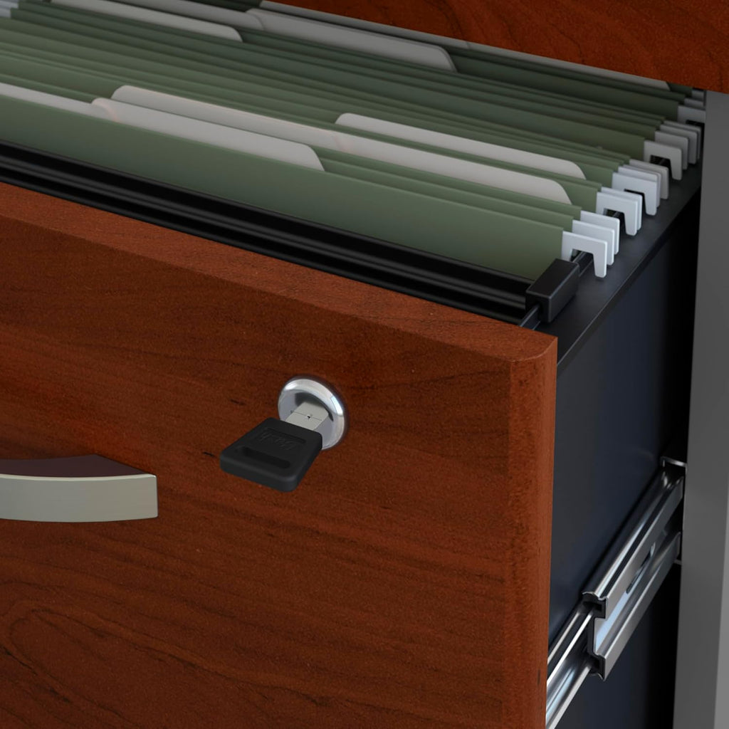 Bush Business Furniture Series C 3 Drawer Mobile File Cabinet in Hansen Cherry, Assembled Office Storage Unit for Home or Commercial Spaces