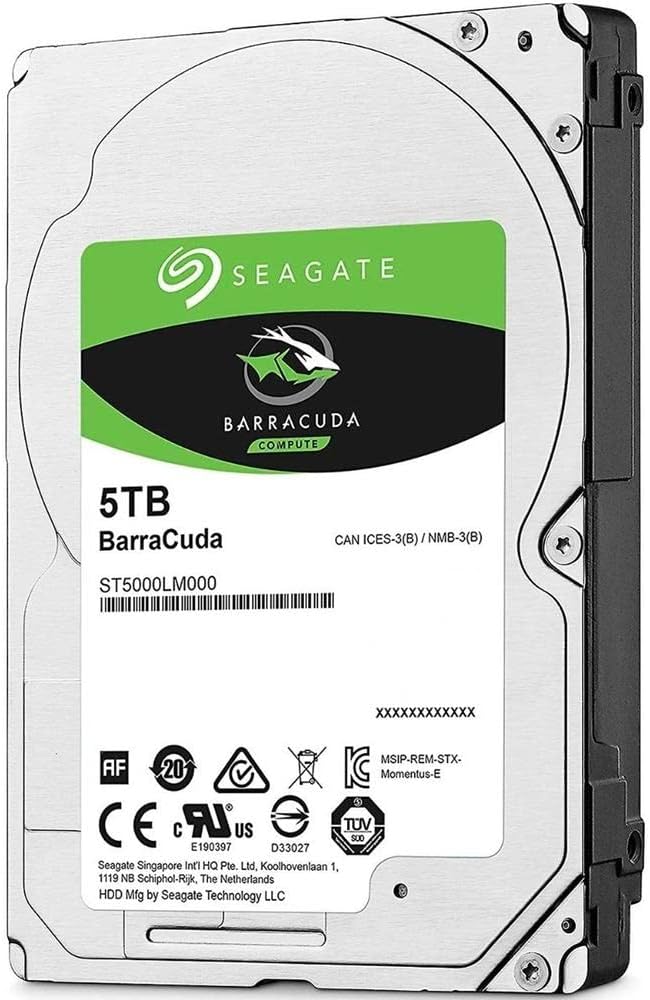 Seagate BarraCuda 5TB Internal Hard Drive HDD – 2.5 Inch SATA 6Gb/s 5400 RPM 128MB Cache for Computer Desktop PC (ST5000LM000)