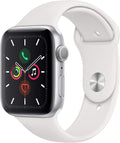 Apple Watch Series 5 (GPS, 44MM) - Silver Aluminum Case with White Sport Band (Renewed)